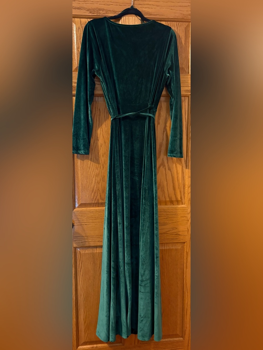 Baltic Born Women's Velvet Wrap Maxi Dress in Deep Green - Picture 3 of 9